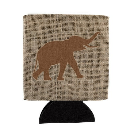 

Carolines Treasures BB1011-BL-BN-CC Elephant Burlap and Brown Can or Bottle Hugger Can Hugger multicolor