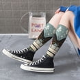 thumbnail image 5 of Xecao Vintage Art Butterfly Flower print thigh-high socks, crafted for both men and women with a stretchy, high-opaque design perfect for daily wear, 5 of 6