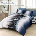 thumbnail image 2 of Ombre Blue Comforter Set Full Size Gradient Navy Blue Black Boho Bedding Set for Teen Men Women 7 Pieces Bed in A Bag Bohemian Bed Set with Comforter, Sheets, Pillowcases & Shams, 2 of 7