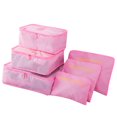 thumbnail image 1 of 6 Pcs Travel Organizer Storage Bag Set For Clothes Tidy Wardrobe Suitcase Pouch Case Shoes Packing Cube Bag Home Storage Pink2, 1 of 6