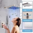 thumbnail image 2 of Zovajonia Shower System 16 Inches Shower Faucet Set, LED Rain Shower Head with Handheld Spray Bathroom Wall Mount Shower Fixtures Brushed Nickel, 2 of 12