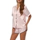 thumbnail image 4 of Conjuntos de pijama de satén para mujer INSPIRE CHIC, ropa de noche, camisetas con pantalones cortos, conjuntos de lounge XL rosa-blanco, 4 of 6