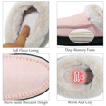 thumbnail image 2 of Needbo Women's Suede Moccasin Fuzzy Slippers Fleece Lined House Non-Slip Rubber Sole Indoor & Outdoor Memory Foam Shoes , Pink Size 8-9, 2 of 6