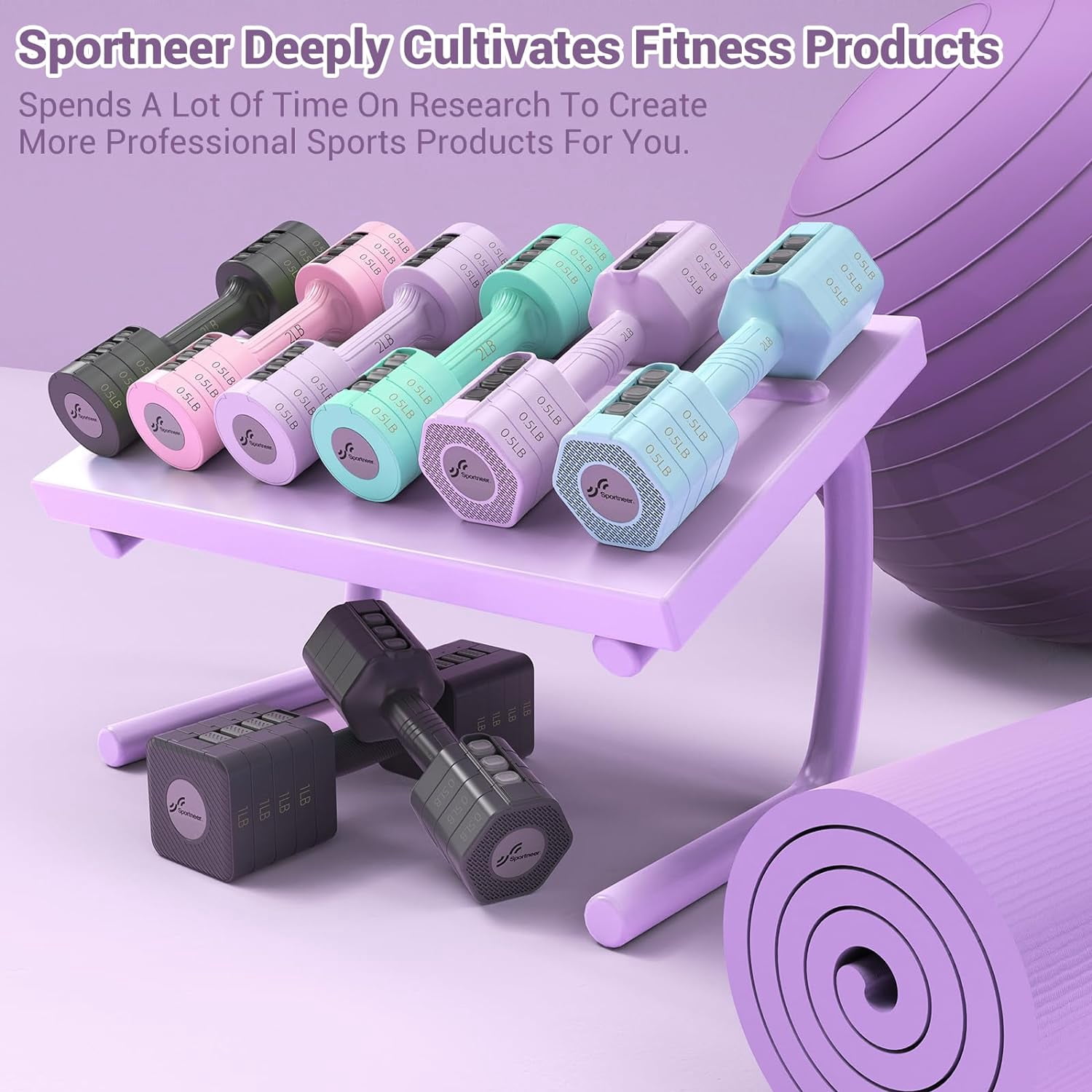 Adjustable Dumbbells Set of 2, 5 lb Hand Weights Fast Adjust 4 in 1  Weights for Home Gym Exercise Training