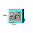 thumbnail image 3 of Temperature Humidity Meter, Large LCD Screen Digital Weather Station Clock, Multifunctional Electronic Thermometer Hygrometer with Alarm Wall Desk Mount, Green, 3 of 7