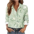 thumbnail image 3 of TaTaai Ladies Button Down Shirt Long Sleeve Notch Collar Floral Print Casual Top Breathable Cotton Loose Fit Blouse for Spring Gift, 3 of 6