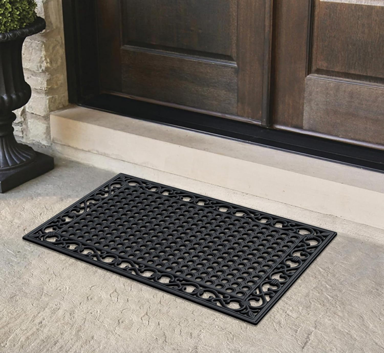 A1HC Natural Rubber Outdoor Doormat 24"x36", Heavy Duty Entryway Mat for Outside, Scrapes Dirt, Easy to Clean, Durable Front Door Mats for Patio, Porch, or Busy Areas
