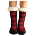 thumbnail image 5 of Baberdicy Socks Women's Plaid Floor Socks Thicken Warm Sleeping Socks Slippers Fuzzy Socks Mens Socks Red, 5 of 5