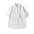 thumbnail image 2 of YLSDY Fashion Mens Casual Shirts Short Sleeve Vintage Button Down Shirts Fashion Textured Summer Beach Shirt with Front Pockets White XXL, 2 of 8
