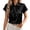 Black, variant on Womens Dressy Casual Blouses V Neck Satin Silk Work Tops Short Sleeve Tie Knot Business Shirts 2026