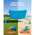 thumbnail image 2 of VEVOR Beach Tent Sun Shelter, UPF50+ Sun Protection, 6.6 ft Tall, 11 x 11 ft, Easy Pop Up Beach Canopy with Sandbags, Stability Poles, Sand Shovels, Portable Shade for Family Outings, Camping,Fishing, 2 of 9