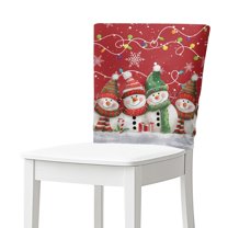 TSOVTHRID Snowman Christmas Light Print Chair Back Protector Dining Room Chair Cover Removable Stretch Polyester Fabric Chairs Back Slipcovers Cover for Kitchen Hotel Party Christmas Decor, Set of 4