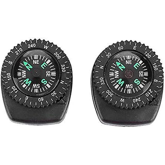 Brújula de muñeca de 2 piezas, brújula de navegación portátil con correa de reloj, brújula impermeable para acampar, navegar