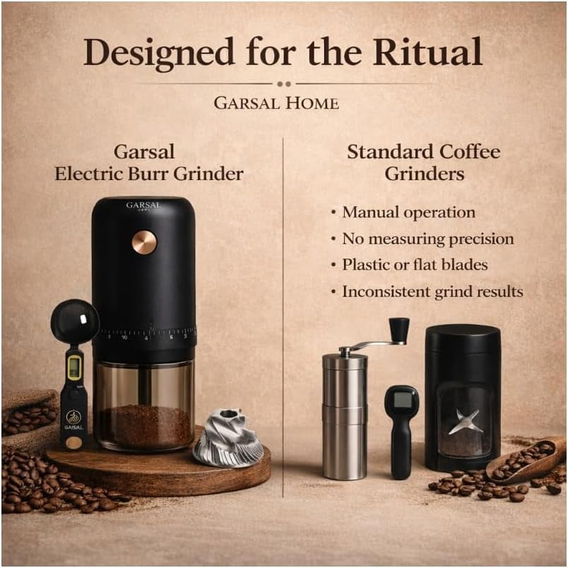 Electric Burr Coffee Grinder with 40 Settings Stainless Steel USB-C Rechargeable for Fresh Brew