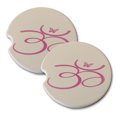 thumbnail image 1 of KuzmarK Sandstone Car Drink Coaster (set of 2) - Om Pink Butterfly, 1 of 2