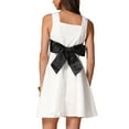 thumbnail image 3 of INSPIRE CHIC Women's Summer Sleeveless Back Bow Flowy Skater A-Line Mini Dress XS White, 3 of 6