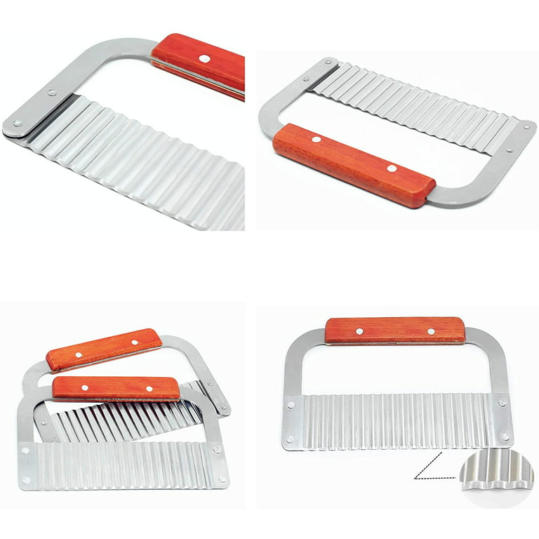 Be-tool Potato Cutter Corrugated Shape for Carrot Chip Vegetable French Fry Slicer Stainless Steel Yellow, Size: 115*100 mm/4.53*3.94 inch