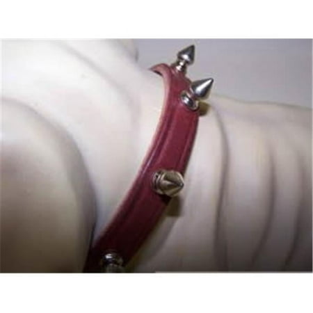 Omni Pet 445-13155 Omni Pet No.12LK-BU10 Leather Spiked Latigo Collar .50inx10in Color Burgandy
