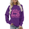 thumbnail image 4 of Holzkary Women's Football Game Day Sweatshirt Graphic Print Sunday Long Sleeve Crewneck Fall Pullover Graphic Print Oversized Crewneck Sweatshirts Long Sleeve Pullover for Gameday Hoodies Purple S, 4 of 5