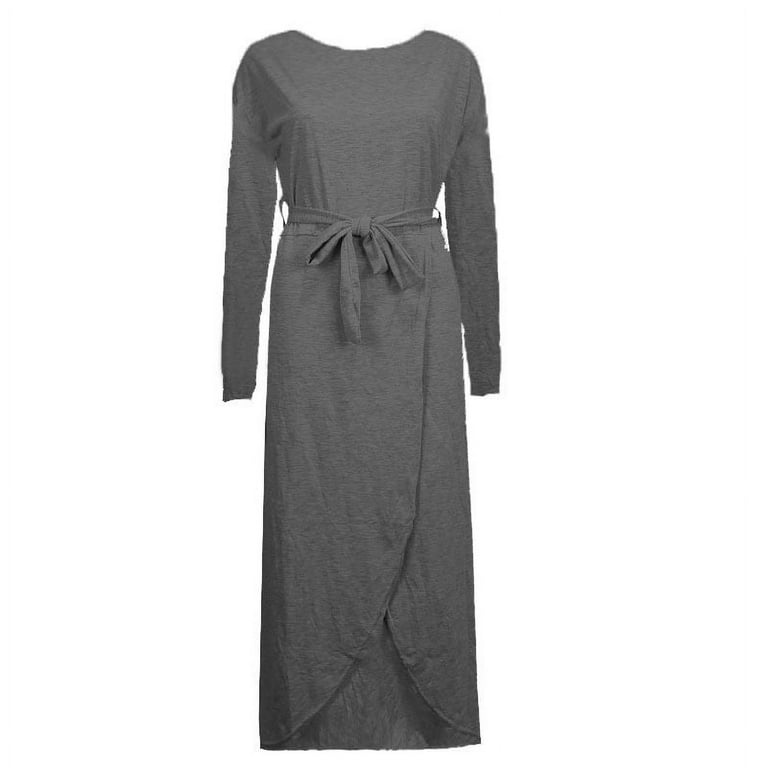 Iroinnid Formal Dress for Women Wedding Guest Evening Party Formal Dress Round Neck High Waist Bandage Solid Color Split Dress,Dark Gray Iroinnid Formal Dress for Women Wedding Guest Evening Party Formal Dress Round Neck High Waist Bandage Solid Color Split Dress,Dark Gray