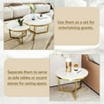thumbnail image 6 of Harper & Bright Designs Round Nesting Coffee Table Set of 2, Golden Metal Center Table with Marble Grain Tabletop for Living Room, White, 6 of 17