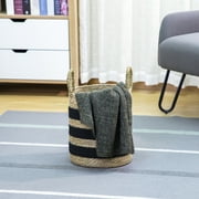 BHG 11 Black & Natural Striped Rush Basket with Handles