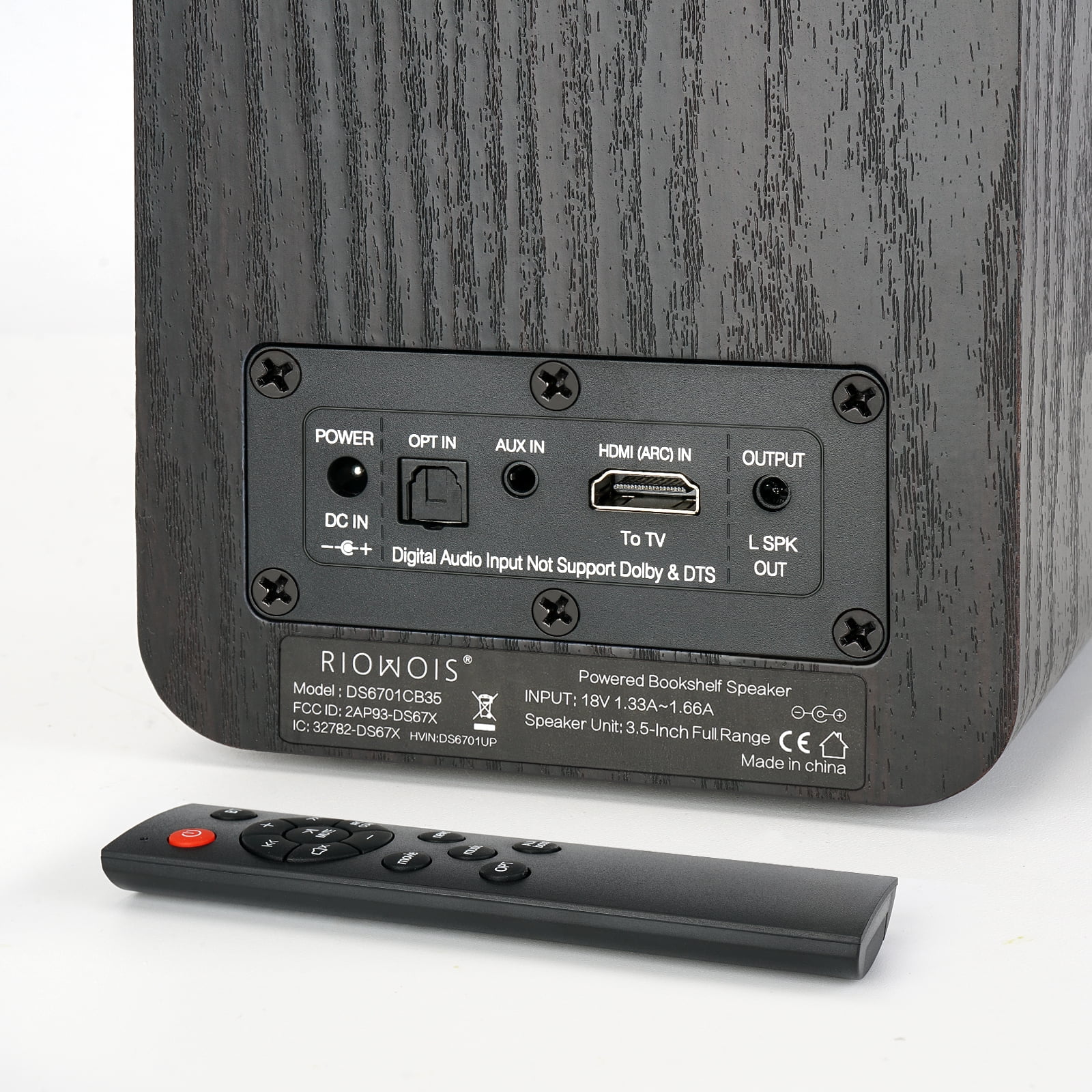 RIOWOIS Powered Bookshelf Speakers with Bluetooth 5.3 and Built-in Amplifier for Vinyl Record Player, 30W*2 Turntable Speakers with 3.5" Dual Cone Driver, Optical/AUX/TV-ARC Input and Remote Control.