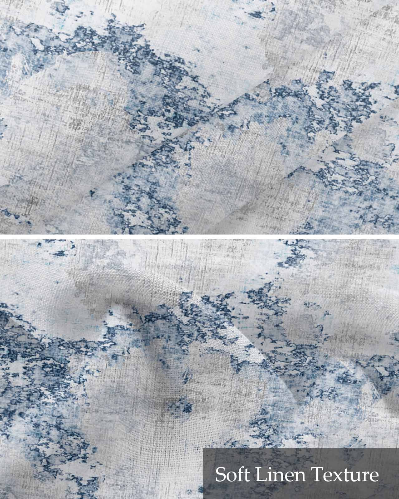 Blue Marble Linen Curtain Valance for Bedroom/Bathroom/Kitchen/Office/Living/Dining Room Window,Abstract Grey Gray Modern Minimalist Decor Pocket Topper Drapes Decorative Cafe Drapery Panel 42"x18"