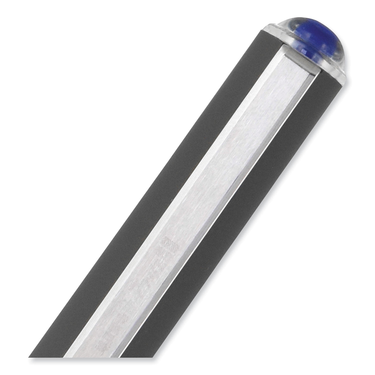 VISION Roller Ball Pen, Stick, Bold 1 mm, Blue Ink, Black/Blue/Clear Barrel, Dozen