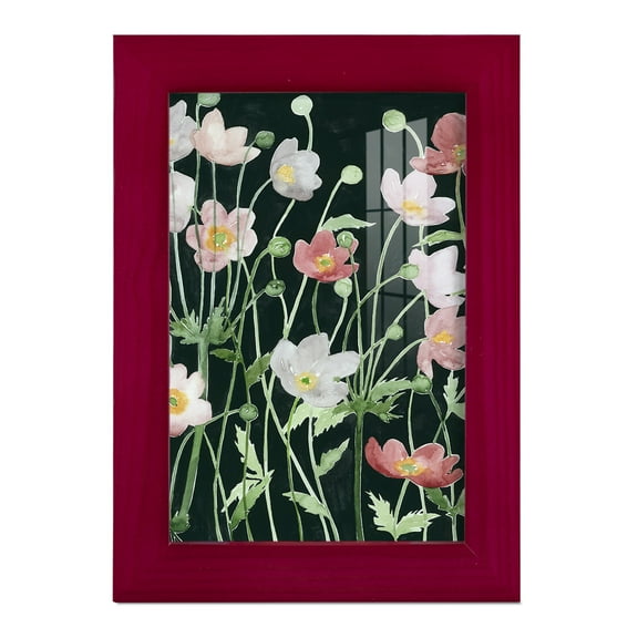 Anemone Dance I -Framed Print w/glass-Cherry Red
