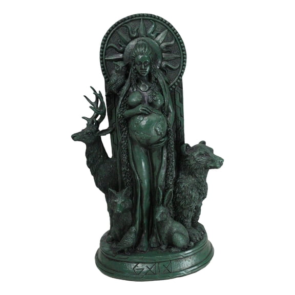 Greek Goddess Gaia Pregnant With Earth Accompanied By Animals Figurine