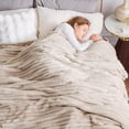 thumbnail image 4 of Biwat-Super Soft King Blanket Linen Premium Silky Flannel Fleece 3D Ribbed Jacquard Lightweight Bed Blanket All Season Use (Linen Ribbed, King(90"x110")), 4 of 4