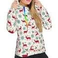 thumbnail image 5 of Yiaed Vintage Christmas Reindeer Print Womens Casual Hoodies Crew Neck Long Sleeve Sweatshirts With Pocket Pullover Tops Women's Hooded Sweatshirt-Medium, 5 of 5