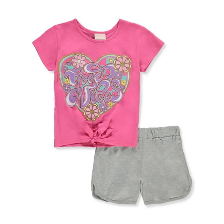 

Girls Pink Girls 2-Piece Vibes Shorts Set Outfit - fuchsia 2t (Toddler)