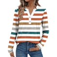 thumbnail image 2 of HLKJKLS Long Sleeve Shirts For Women Striped Button Down V Neck Long Sleeve Loose Fit Plaid Polka Tee Polyester Spandex Yellow S-3Xl, 2 of 5