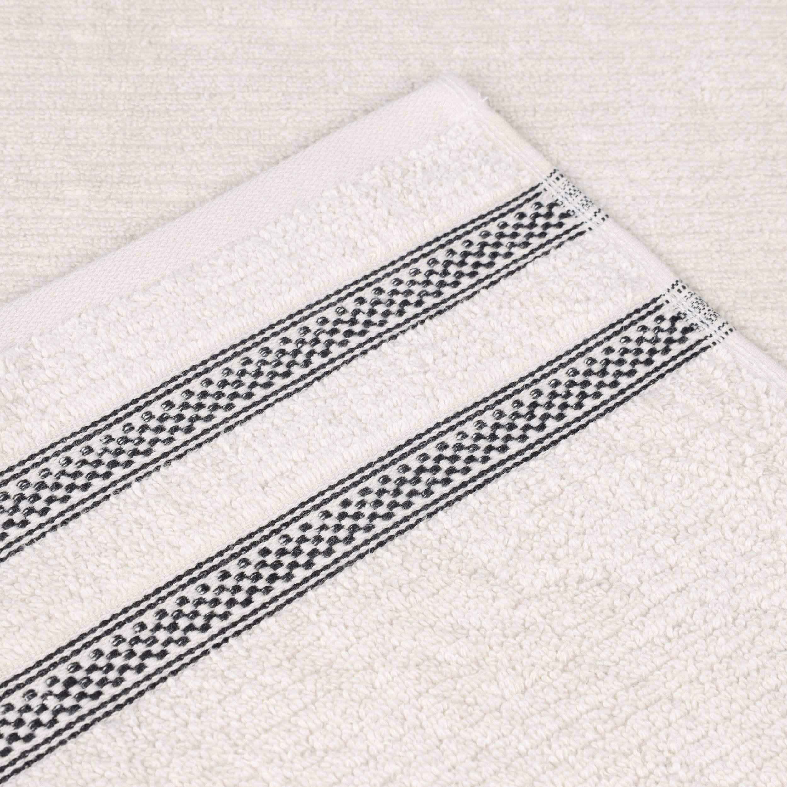 Superior Zero Twist Cotton Ribbed Geometric Bath Sheet Set of 2, Ultra Soft Quick Dry, Stone