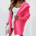 thumbnail image 4 of Glisme Cardigan Sweaters For Women Solid Color Hooded Patchwork Batwing Sleeve Open Sweater Knitted Cardigan Basic Winter Clothes Pink, 4 of 7
