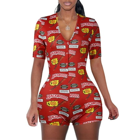 

JBEELATE Women V Neck Short Sleeve Romper Jumpsuit Pajamas Leotard Top Bodysuit