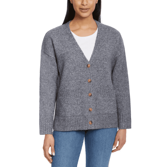 Ella Moss Ladies' Button Front Cardigan, Grey, Small