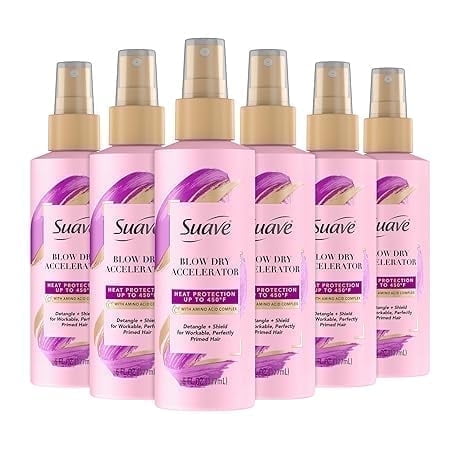 Suave Heat Protection Spray for Hair and Detangler, 6oz (Pack of 6)