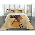 thumbnail image 2 of Ambesonne Hippie Quilted Coverlet 3 Pcs, Exotic Feather, Queen Size, Caramel and Marigold, 2 of 4