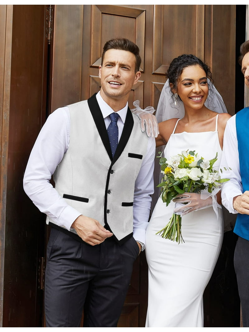 ETHAN Mens Corset Vest White Waistcoat Vest Business Suit for