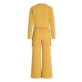 thumbnail image 4 of Qiopertar Women's Casual 2 Piece Outfit Long Sleeve Button Down Cardigan and Loose Wide Leg Cargo Pants with Pockets Tracksuit Set Lounge Travel Comfy Relaxed Oversized, Yellow M, 4 of 7