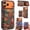 Green, variant on for iPhone 16 Cork Wood Phone Case Flower Floral Printed Cover, Strong Magnetic Attachment for MagSafe Wallet Card Holder, Kickstand Support, Wireless Charging