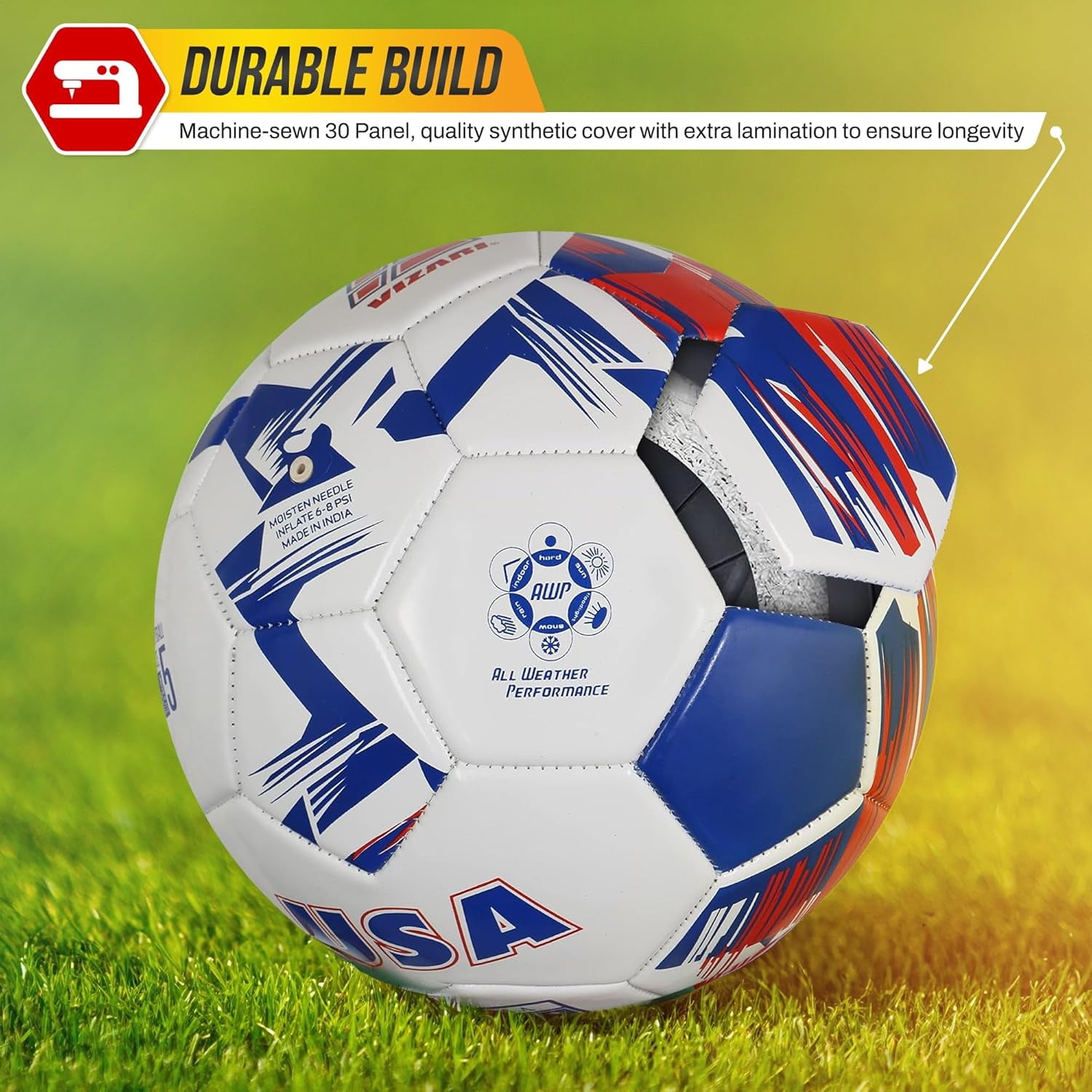 (3 pack) Vizari National Team Soccer Ball | Durable Faux Leather | Sizes 3, 4, & 5 | Ideal for Youth & Adults