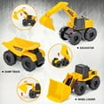 thumbnail image 5 of Ensemble de Jouets de Camions de Construction de Luxe, Lot de 5 - Comprend Camion-Benne, Bulldozer, Chargeuse sur Pneus, Excavatrice et Rétrocaveuse - Jouets Éducatifs à Roue Libre, Durables et Colorés pour Enfants - Parfait Noël, 5 of 5