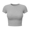 thumbnail image 4 of Axiiglly Crop Tops for Women Short Sleeve Slim Stretch Basic Tees Trendy Casual Cropped T Shirts, S-XL, 4 of 6