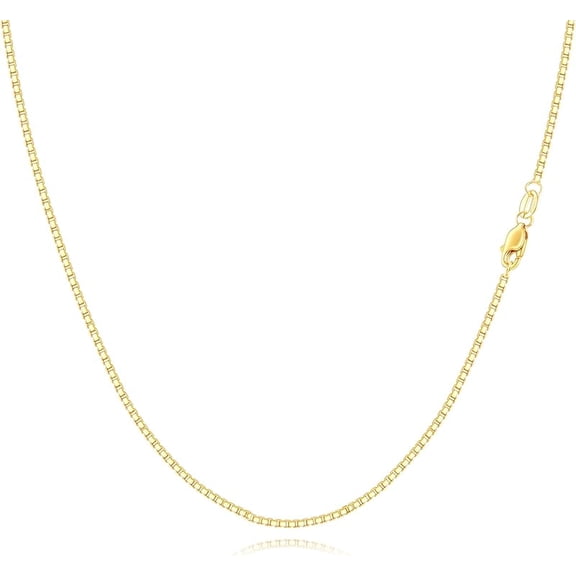 0.8mm 14kt Yellow Gold Box-Chain Necklace 14 Inch- 22 Inch