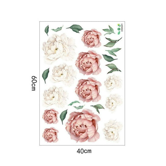TERGAYEE Wall Stickers Peony Rose Flowers Wall Sticker Art Nursery Decals Home Decor Gift Wall Decor