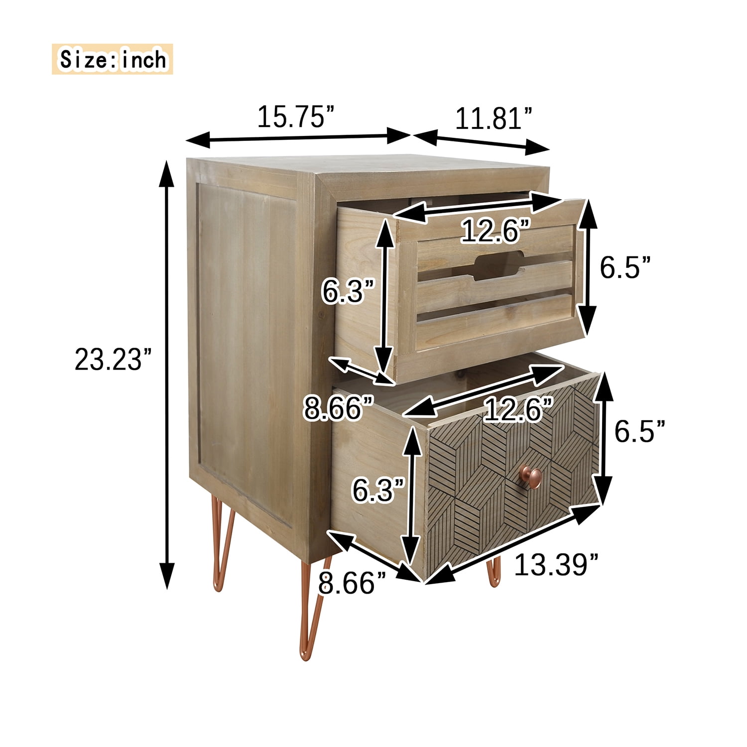 Kadyn Wooden Nightstand with Two Drawer, Modern Style Bedside Table, Storage Dresser End Table for Bedroom or Office, Natural Kadyn Wooden Nightstand with Two Drawer, Modern Style Bedside Table, Storage Dresser End Table for Bedroom or Office, Natural